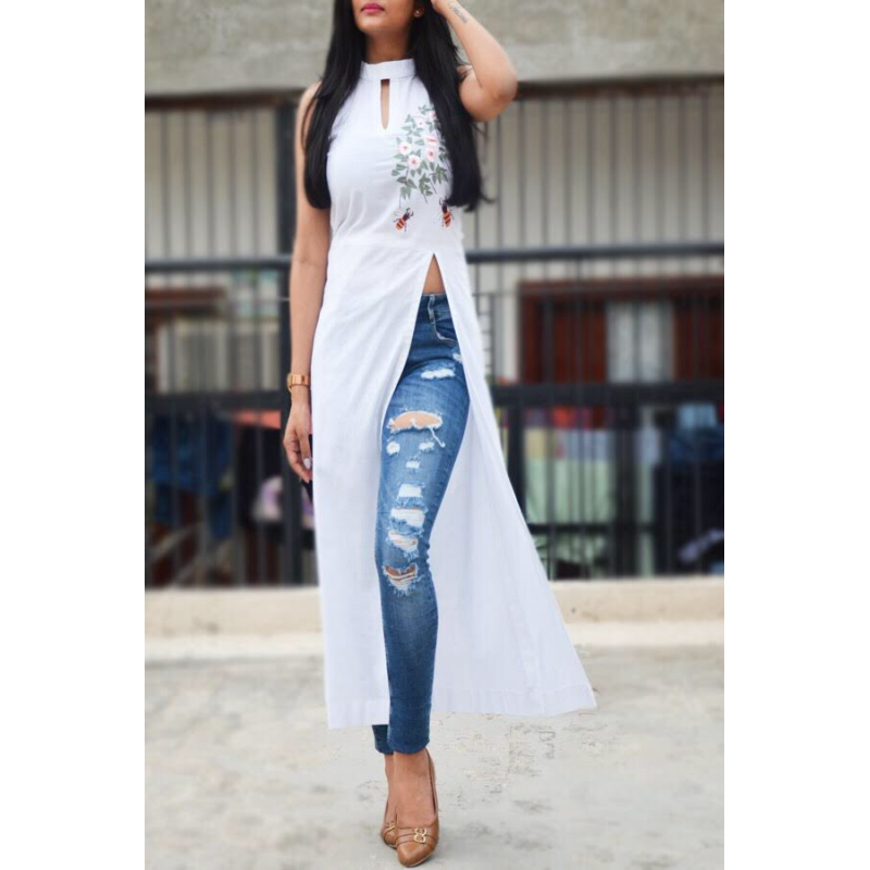 party wear side slit kurti